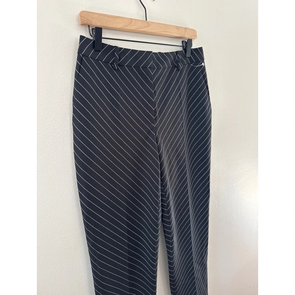 Hugo Boss Marzotto Black Diagonal‎ Pinstripe Stretch Trousers Womens Size 6